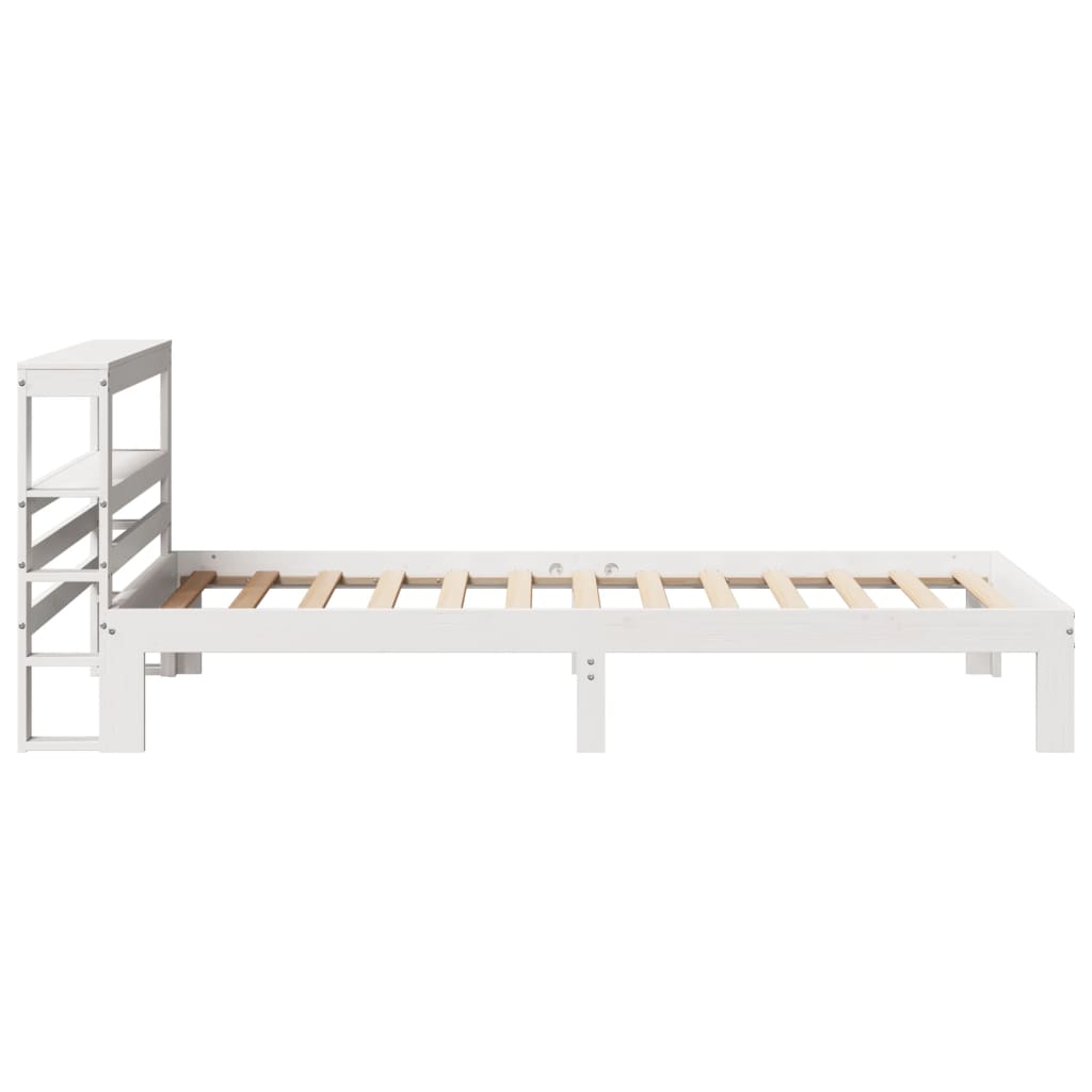 Okvir kreveta s uzglavljem bijeli 75x190 cm od borovine