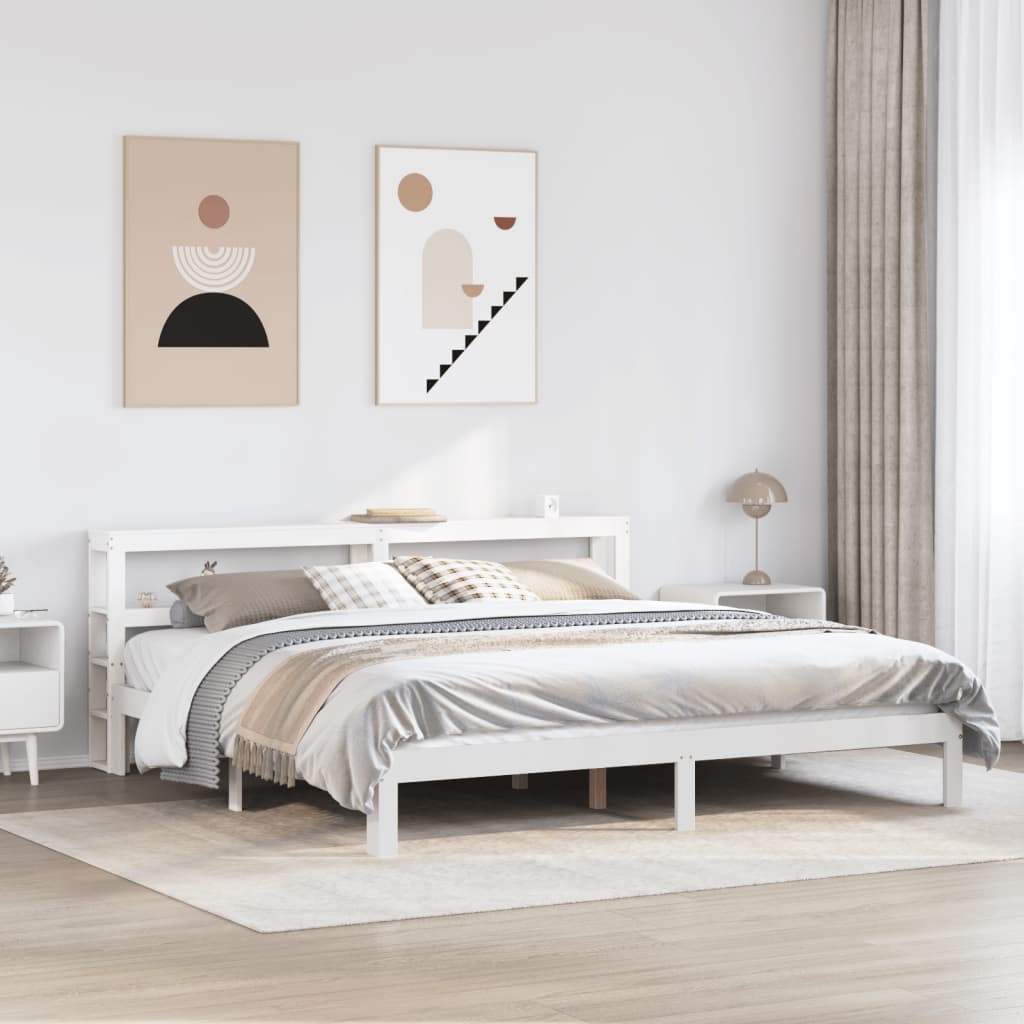 Okvir kreveta s uzglavljem bez madraca bijeli 200x200 cm