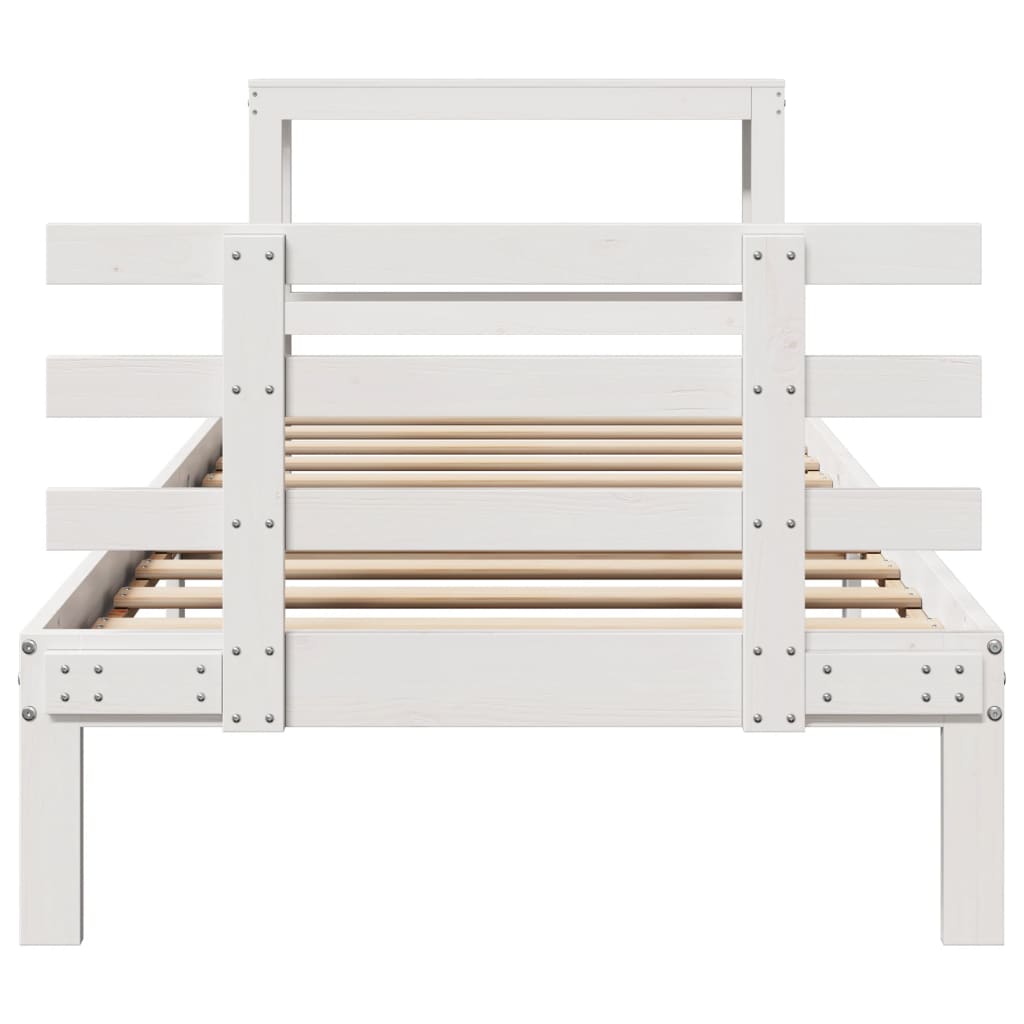 Okvir kreveta s uzglavljem bez madraca bijeli 90x200 cm