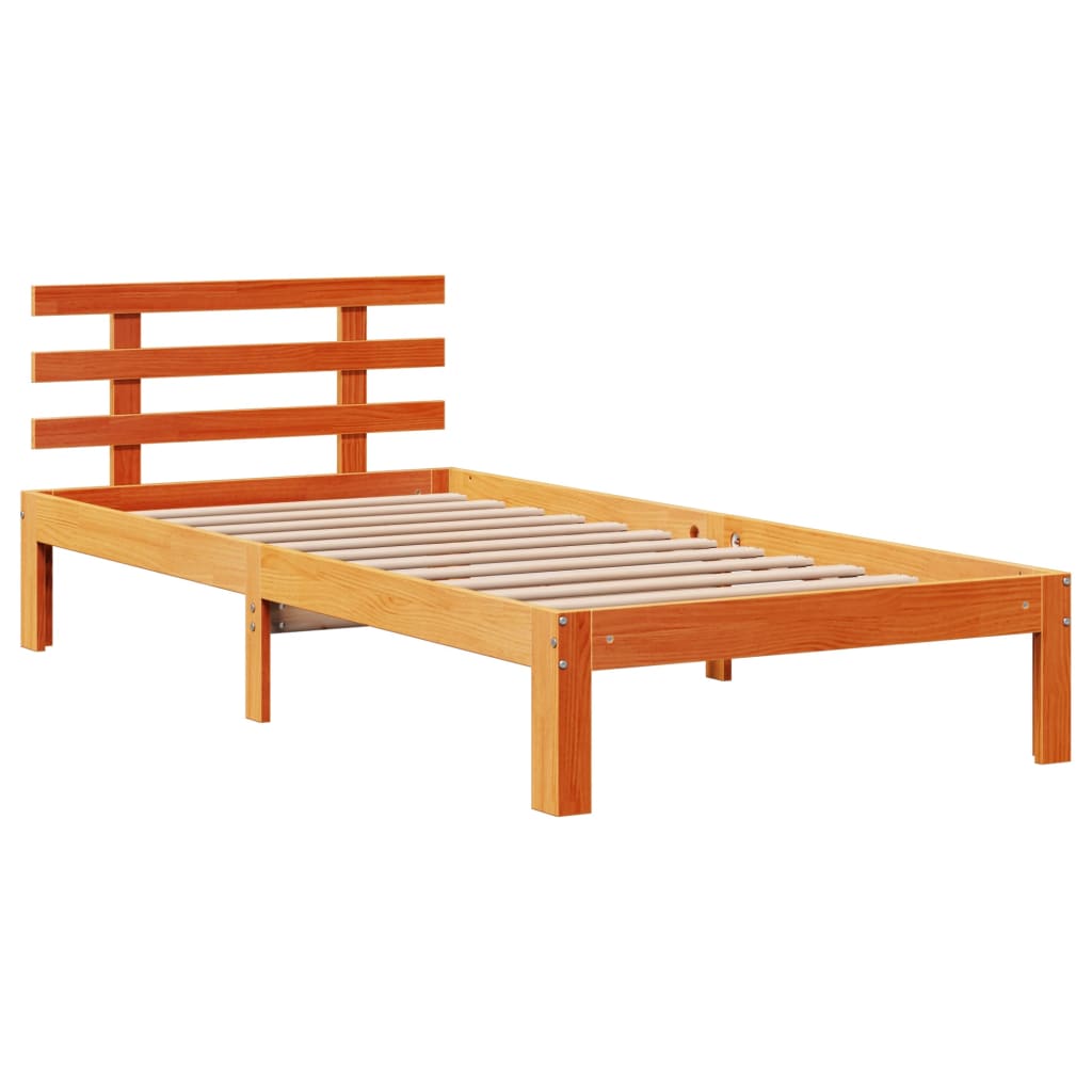 Okvir kreveta s uzglavljem voštano smeđi 75x190 cm od borovine