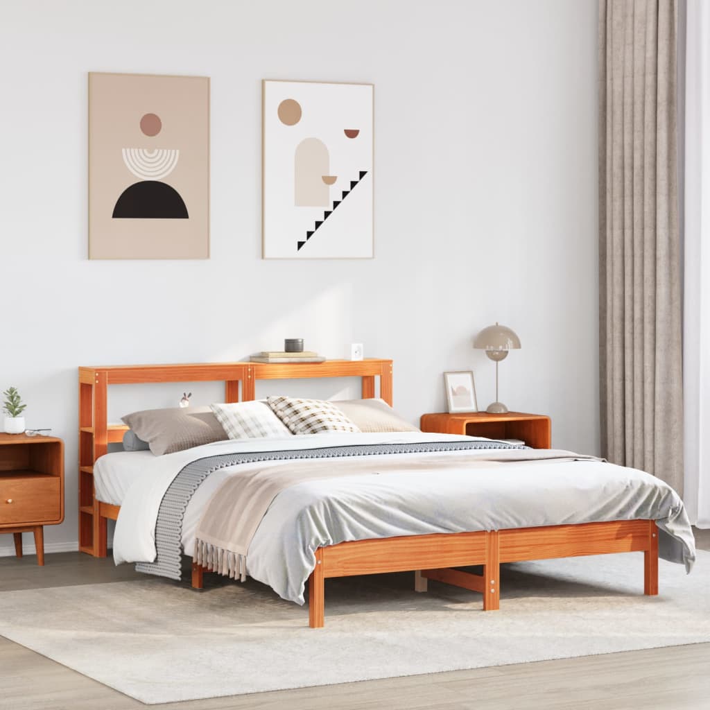 Okvir kreveta bez madraca voštano smeđi 140x190 cm od borovine