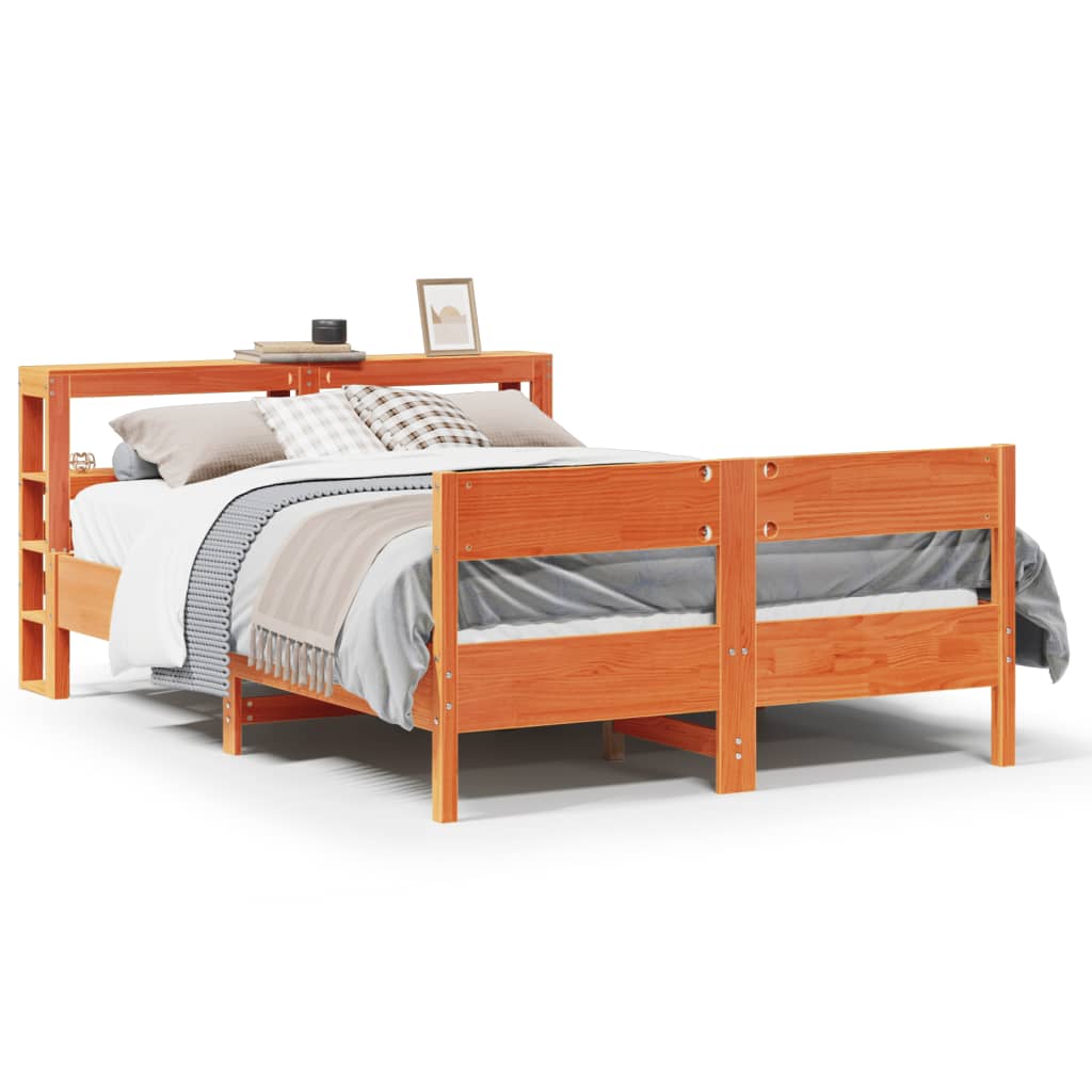 Okvir kreveta bez madraca voštano smeđi 135x190 cm od borovine