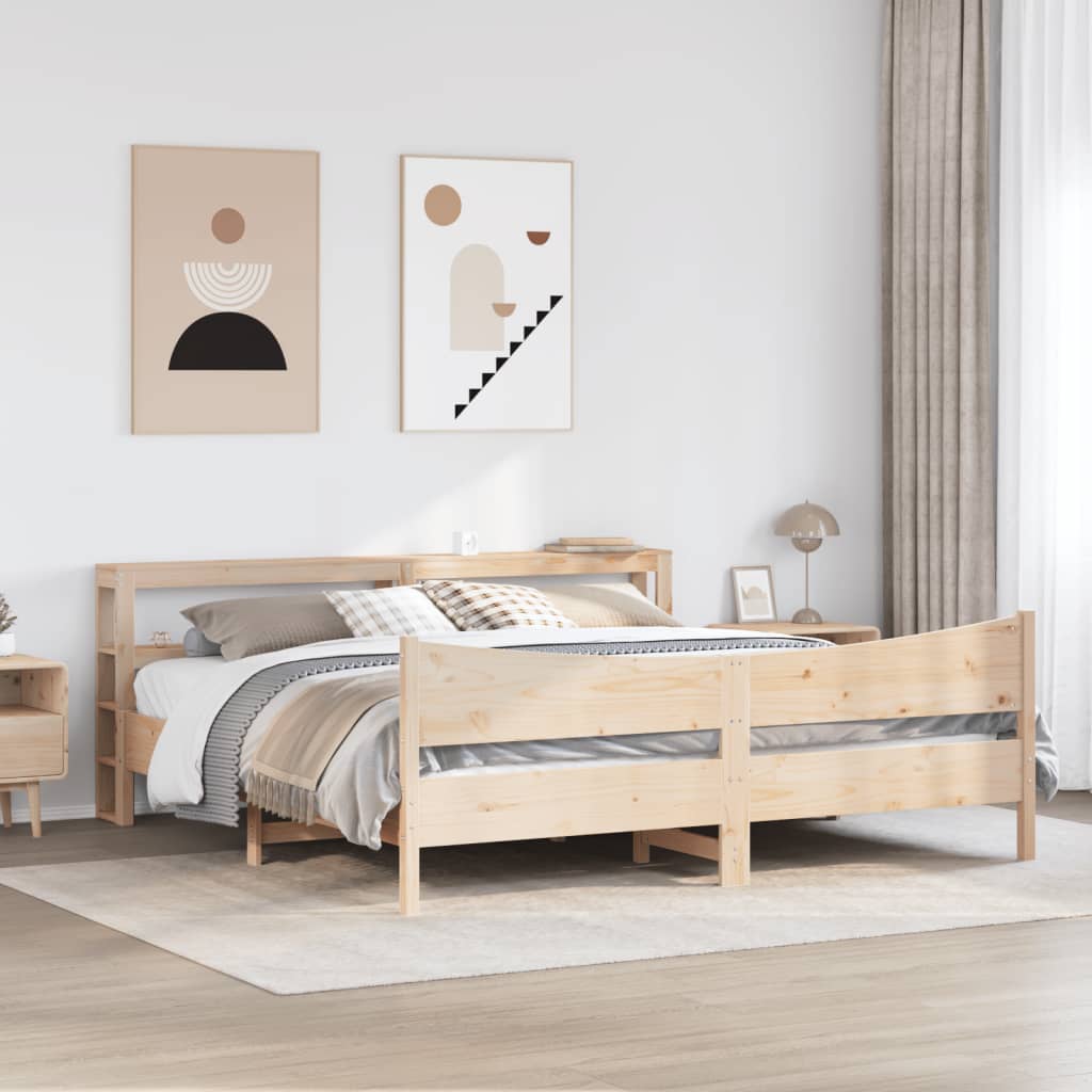 Okvir kreveta s uzglavljem 200 x 200 cm od masivne borovine