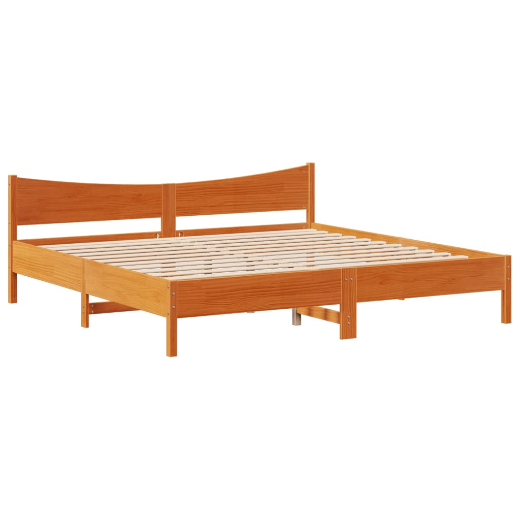 Okvir kreveta s uzglavljem voštano smeđi 200x200 cm od borovine