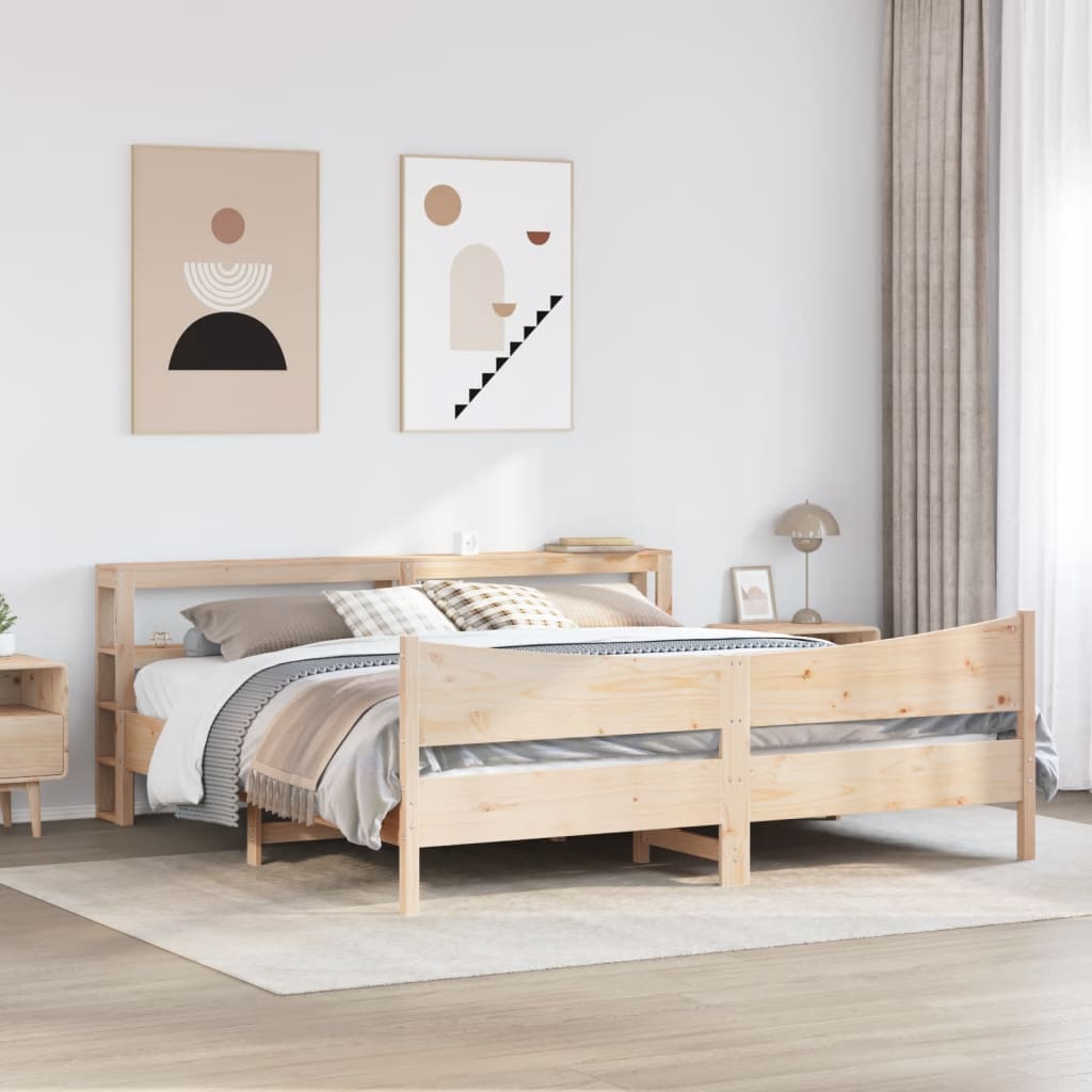 Okvir kreveta s uzglavljem 180 x 200 cm masivna borovina