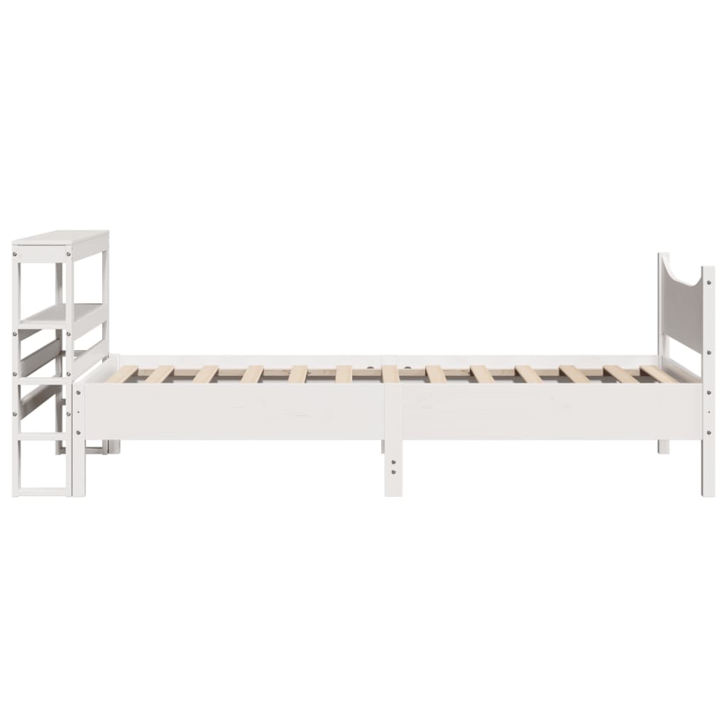 Okvir kreveta s uzglavljem bijeli 75x190 cm od borovine