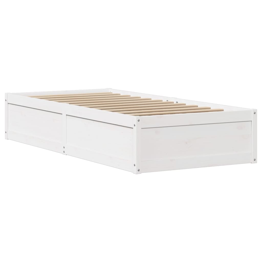 Okvir za krevet s uzglavljem bijeli 90x200 cm masivna borovina