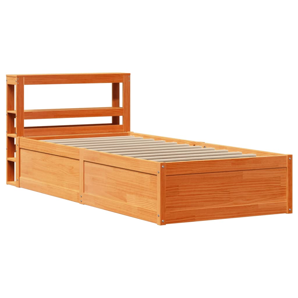 Okvir kreveta s uzglavljem voštano smeđi 75x190 cm od borovine