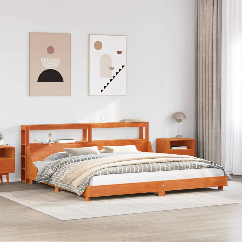 Okvir kreveta bez madraca voštano smeđi 200x200 cm od borovine
