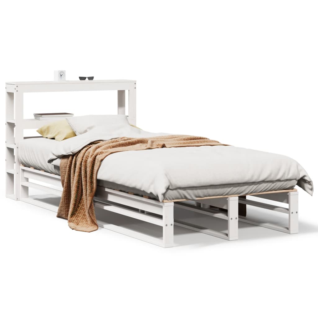 Okvir kreveta bez madraca bijeli 90 x 200 cm masivna borovina