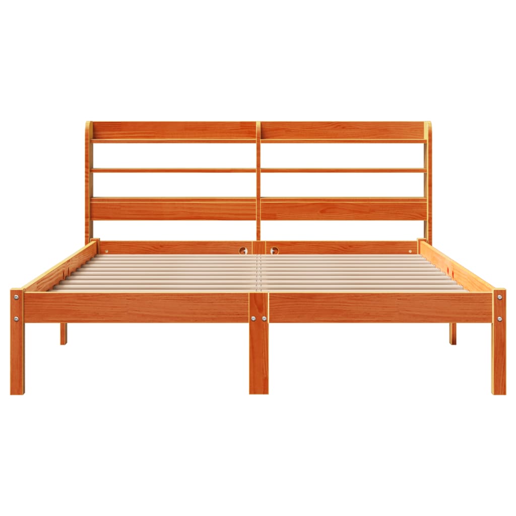 Okvir kreveta s uzglavljem voštano smeđi 140x190 cm od borovine