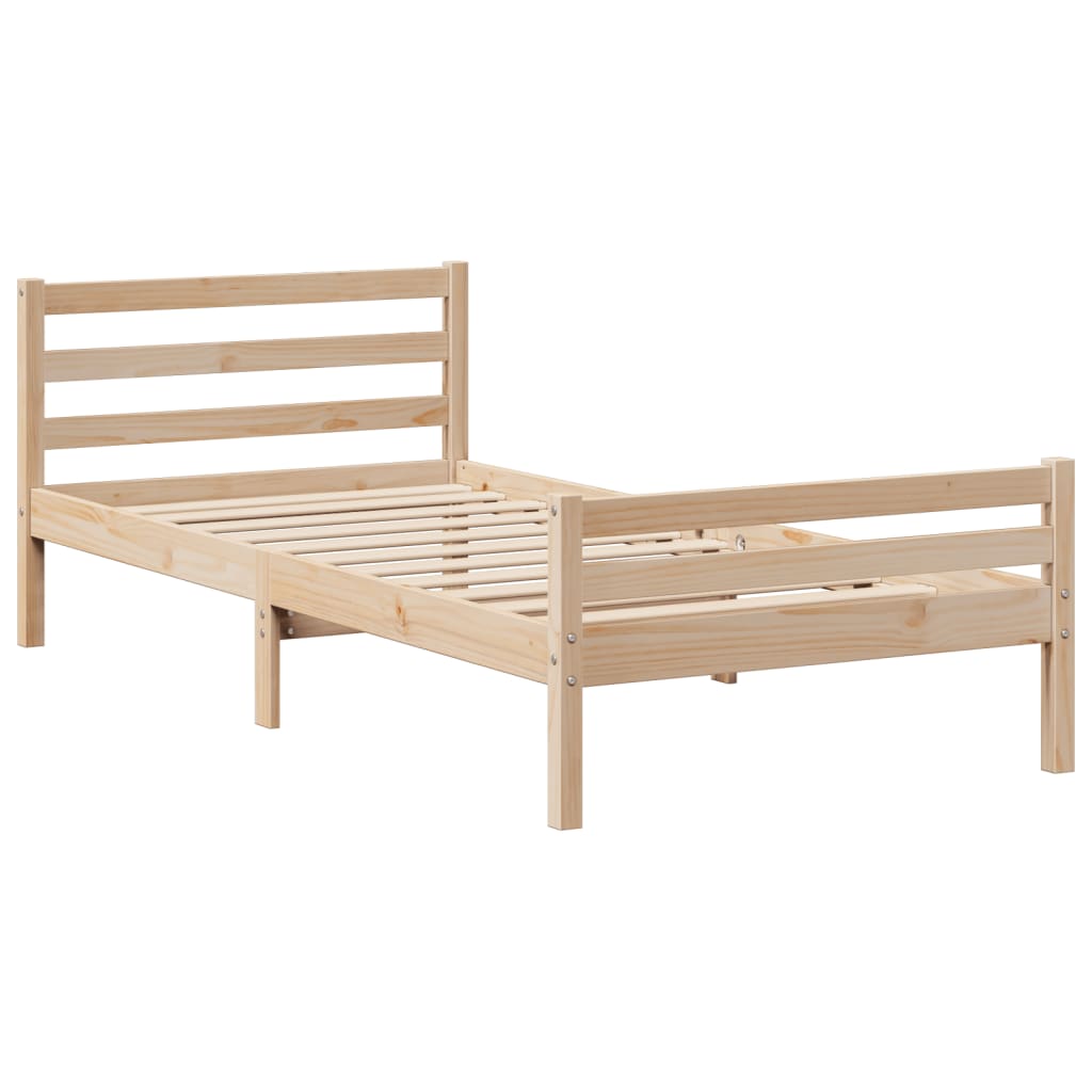 Okvir kreveta s uzglavljem 90 x 200 cm od masivne borovine