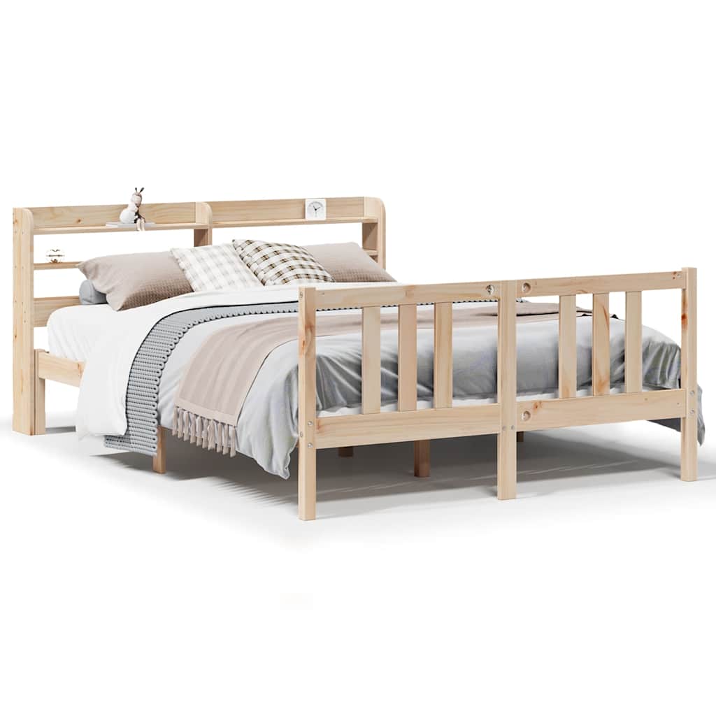 Okvir za krevet s uzglavljem 135 x 190 cm od masivne borovine