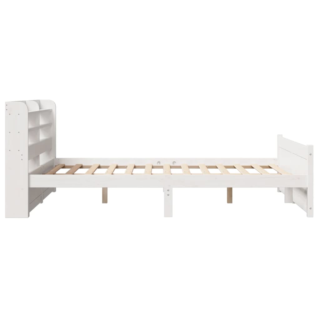 Okvir za krevet s uzglavljem bijeli 135 x 190 cm od borovine