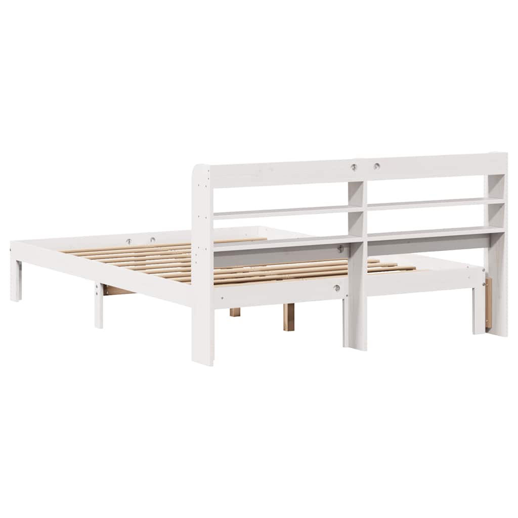 Okvir za krevet s uzglavljem bijeli 150 x 200 cm borovina
