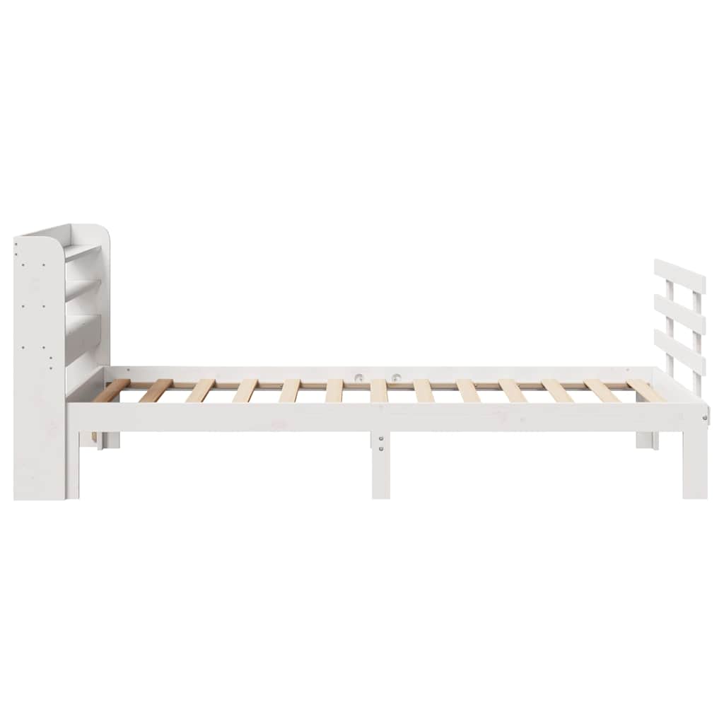 Okvir kreveta s uzglavljem bijeli 75x190 cm od borovine