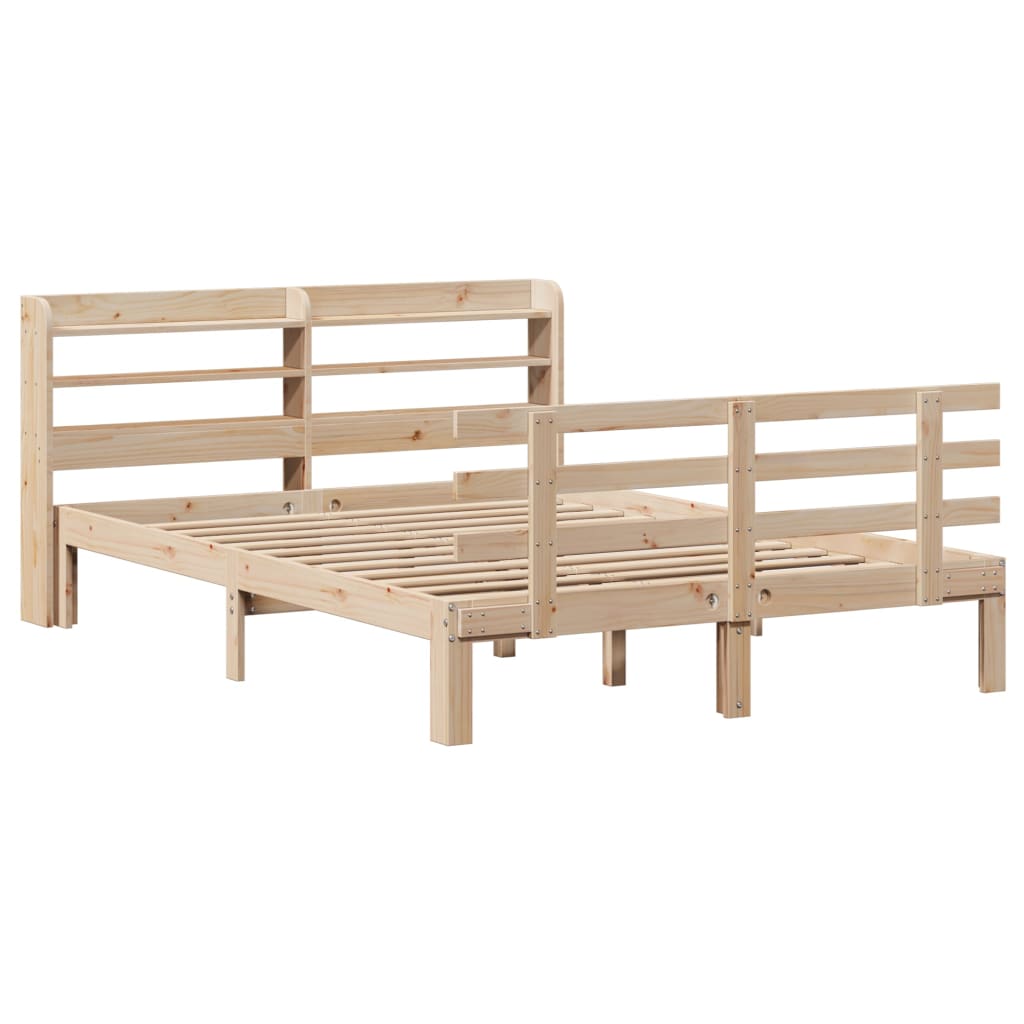 Okvir za krevet s uzglavljem 135 x 190 cm od masivne borovine
