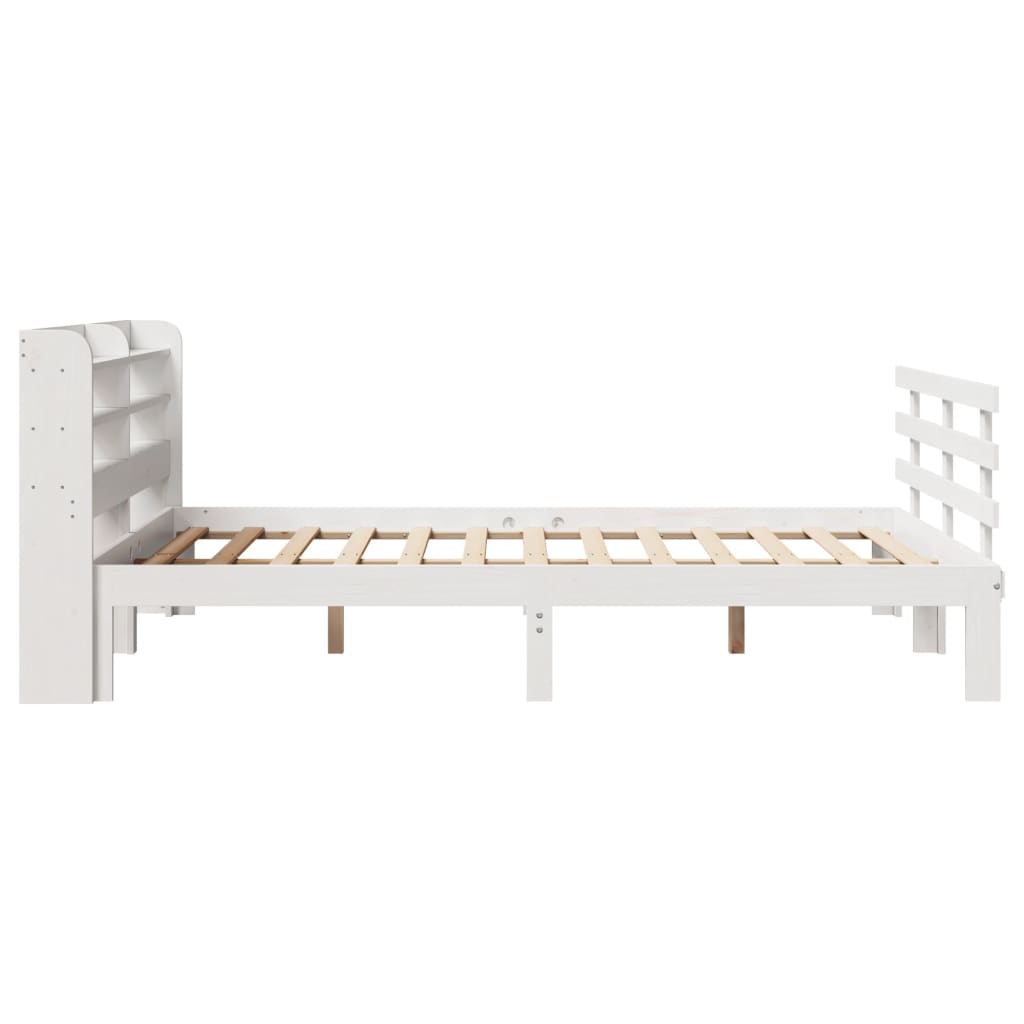 Okvir za krevet s uzglavljem bijeli 135 x 190 cm od borovine