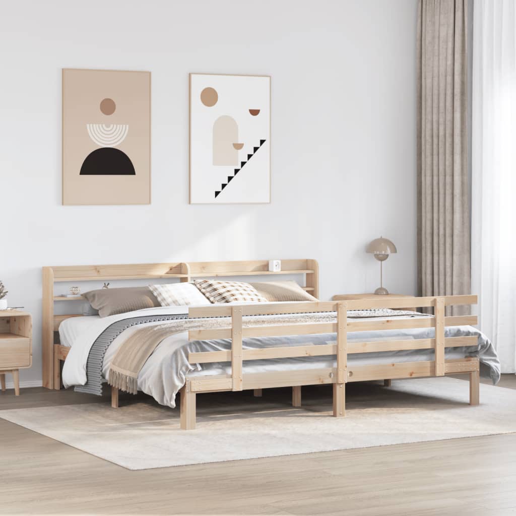 Okvir kreveta s uzglavljem 180 x 200 cm masivna borovina