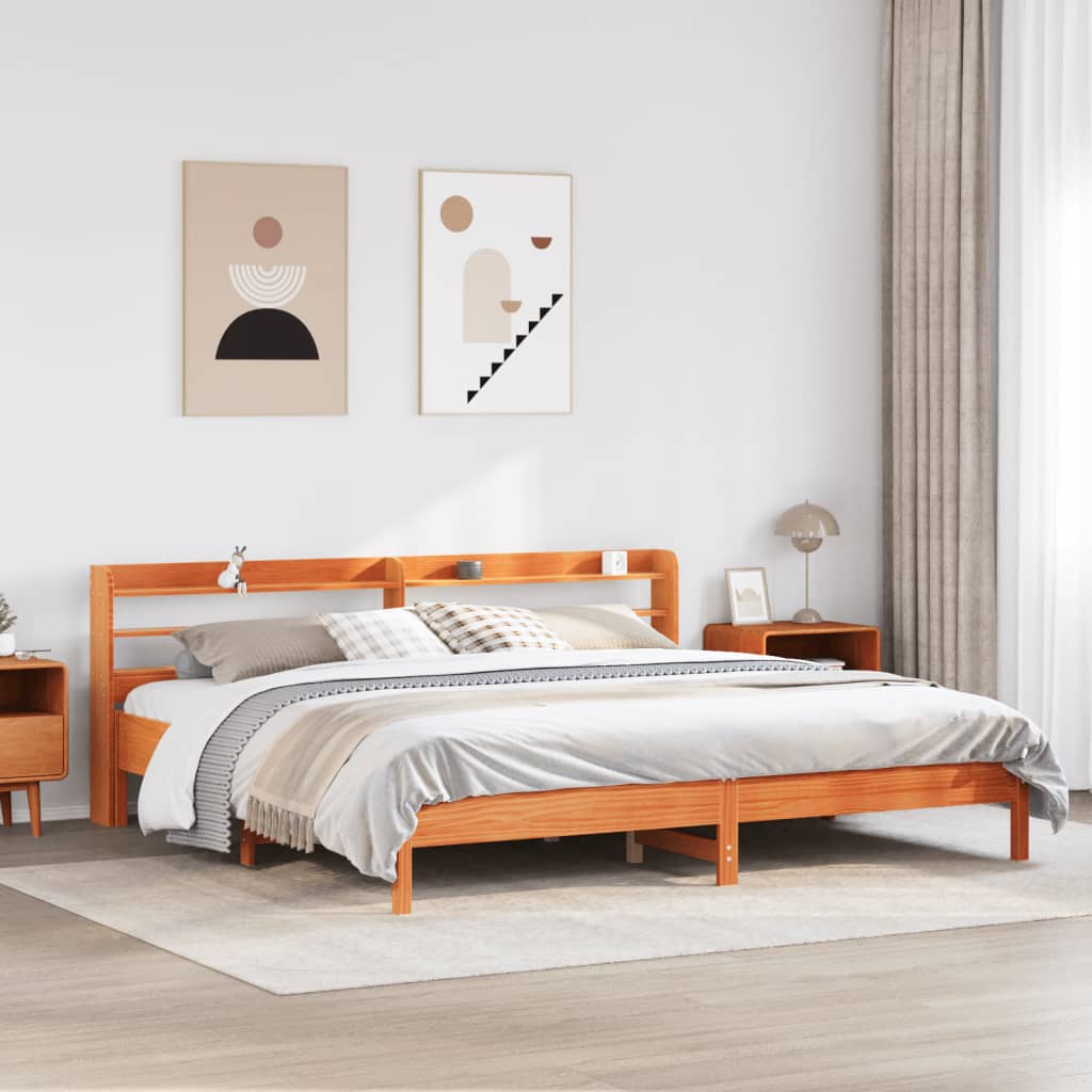 Okvir kreveta bez madraca voštano smeđi 200x200 cm od borovine