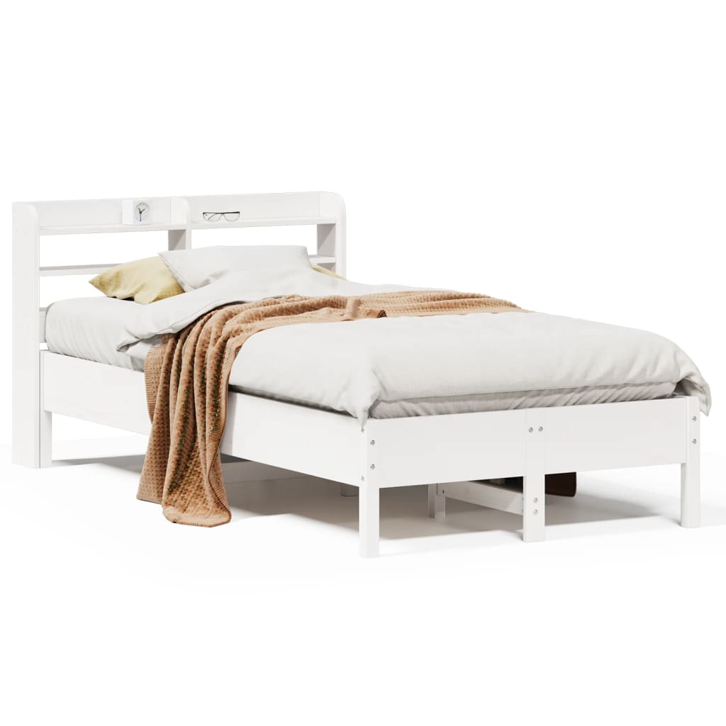 Okvir kreveta bez madraca bijeli 120 x 200 cm masivna borovina