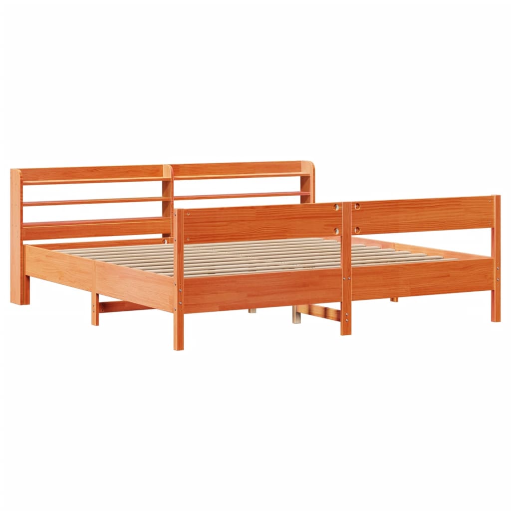 Okvir kreveta bez madraca voštano smeđi 200x200 cm od borovine