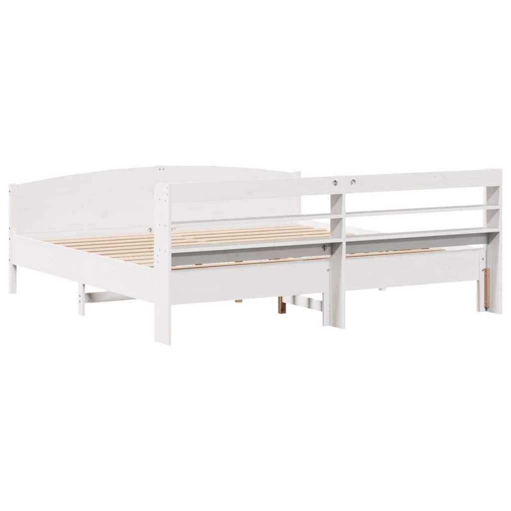 Okvir kreveta bez madraca bijeli 200x200 cm od masivne borovine