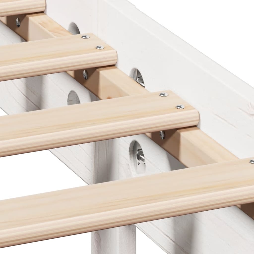 Okvir kreveta bez madraca bijeli 120 x 200 cm masivna borovina