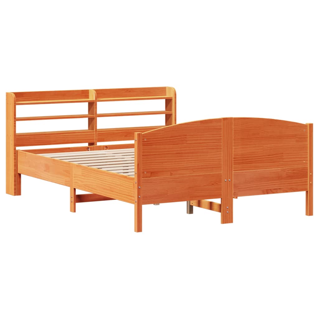 Okvir kreveta bez madraca voštano smeđi 135x190 cm od borovine