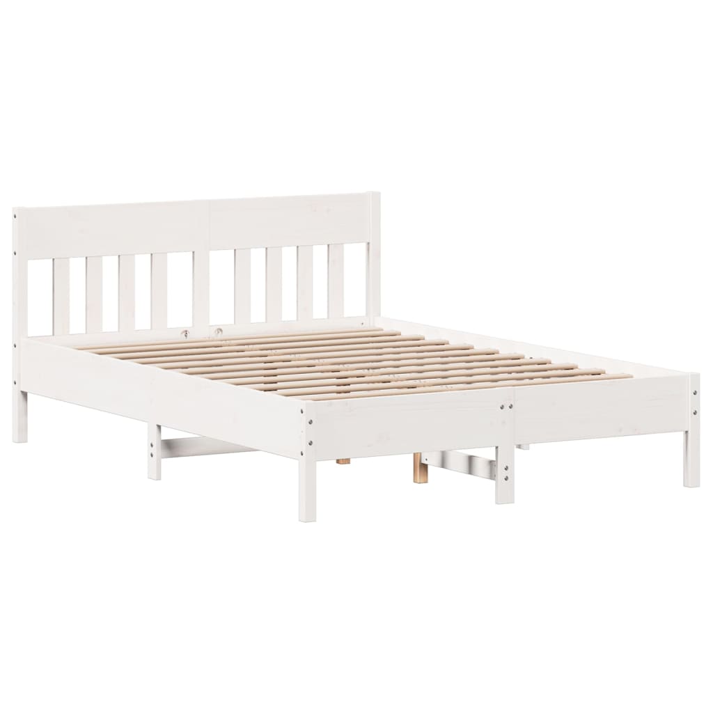 Okvir kreveta bez madraca bijeli 140x200 cm od masivne borovine