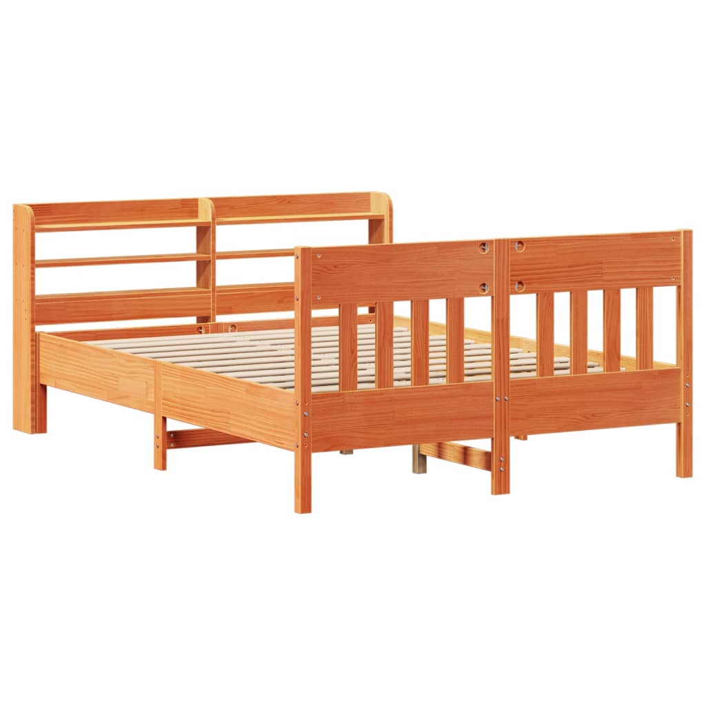 Okvir kreveta bez madraca voštano smeđi 140x190 cm od borovine