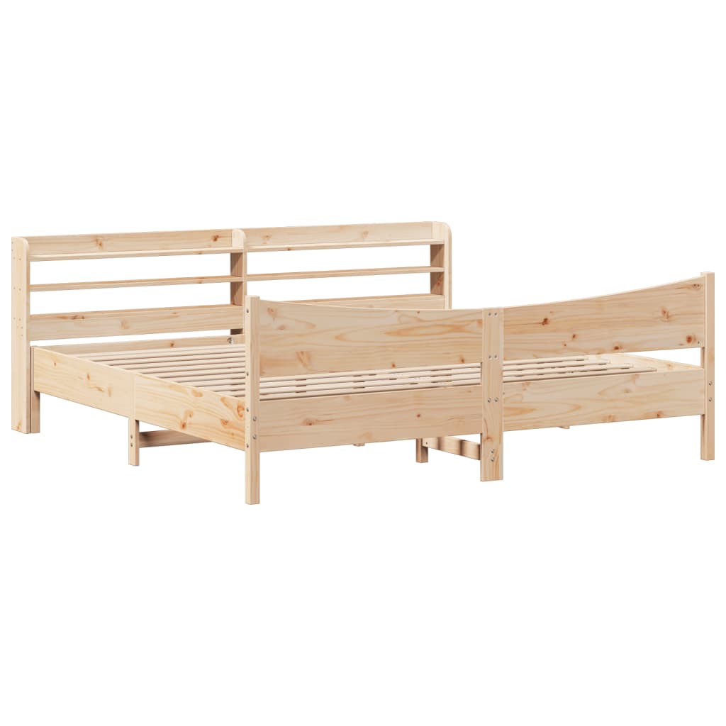 Okvir kreveta s uzglavljem 200 x 200 cm od masivne borovine