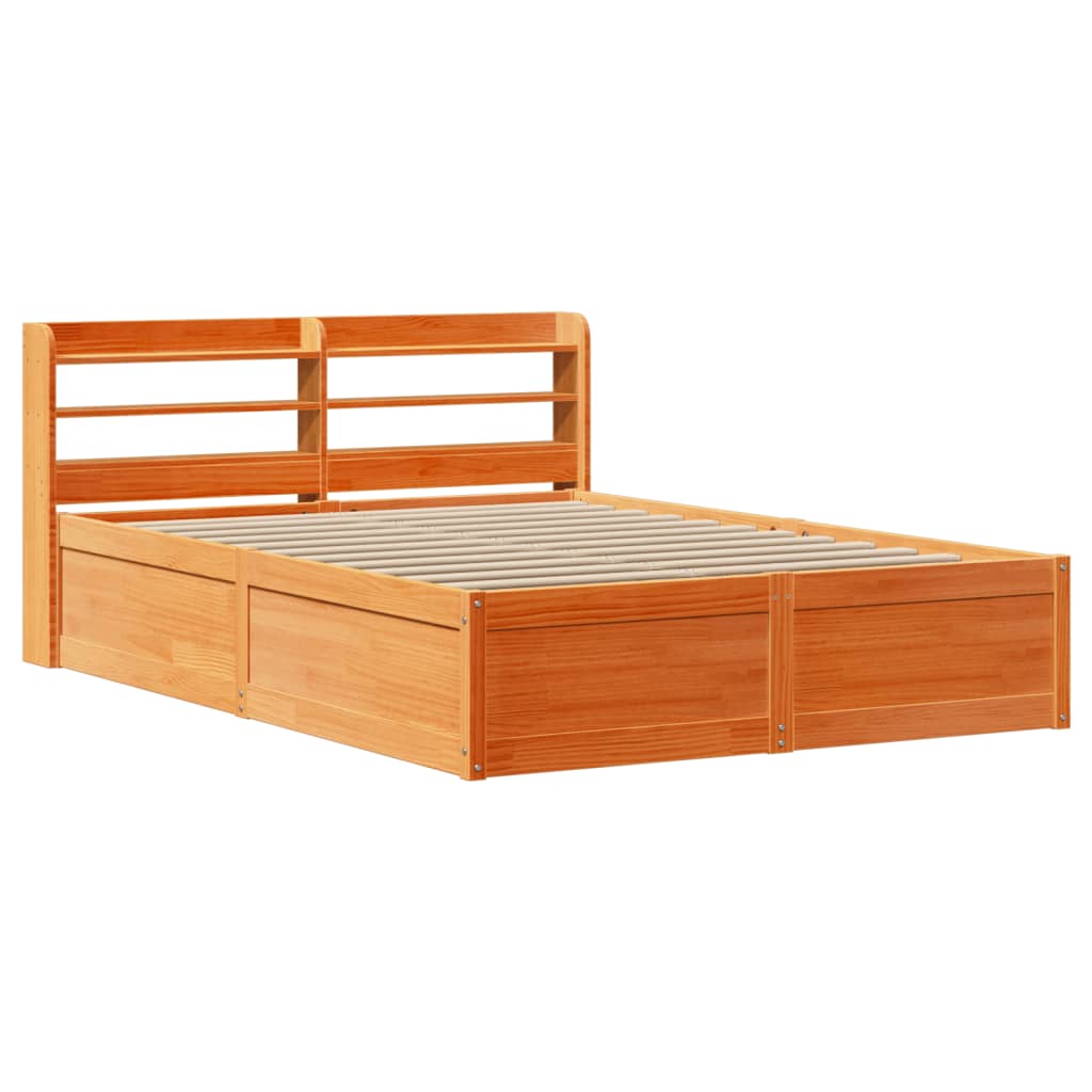 Okvir kreveta s uzglavljem voštano smeđi 140x200 cm od borovine