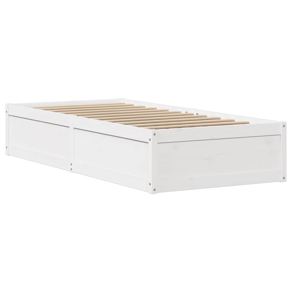 Okvir za krevet s uzglavljem bijeli 90x200 cm masivna borovina