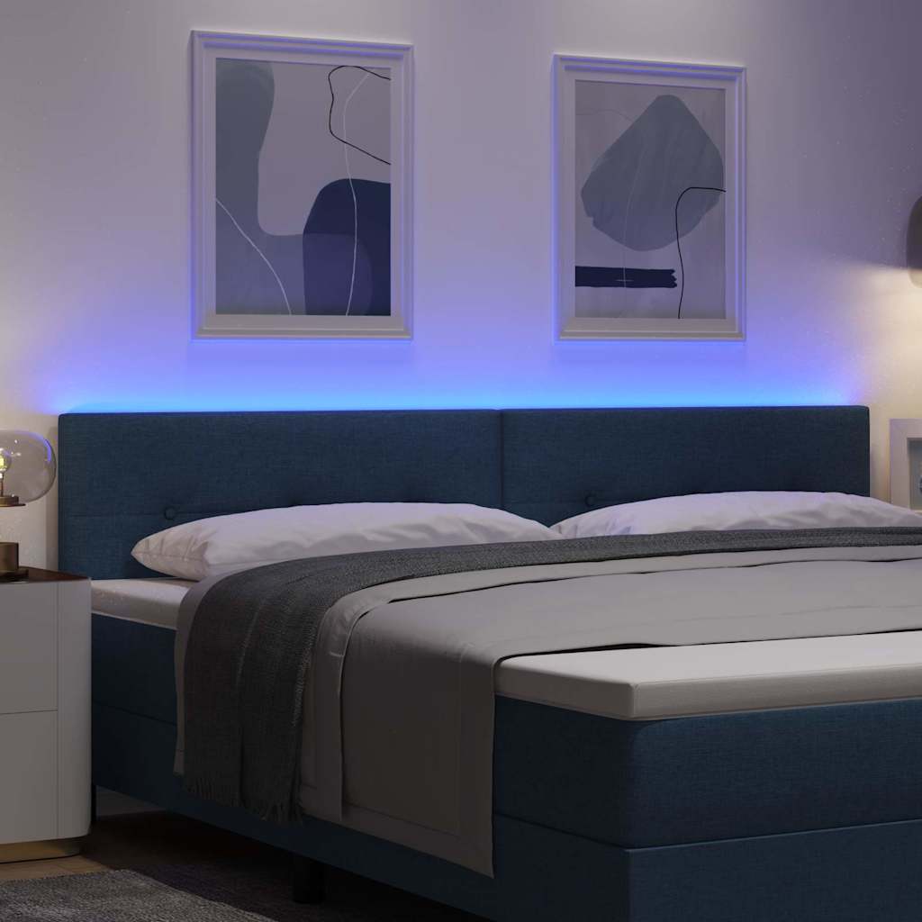 LED glava kreveta s LED trakama Plava 200 cm tkanina