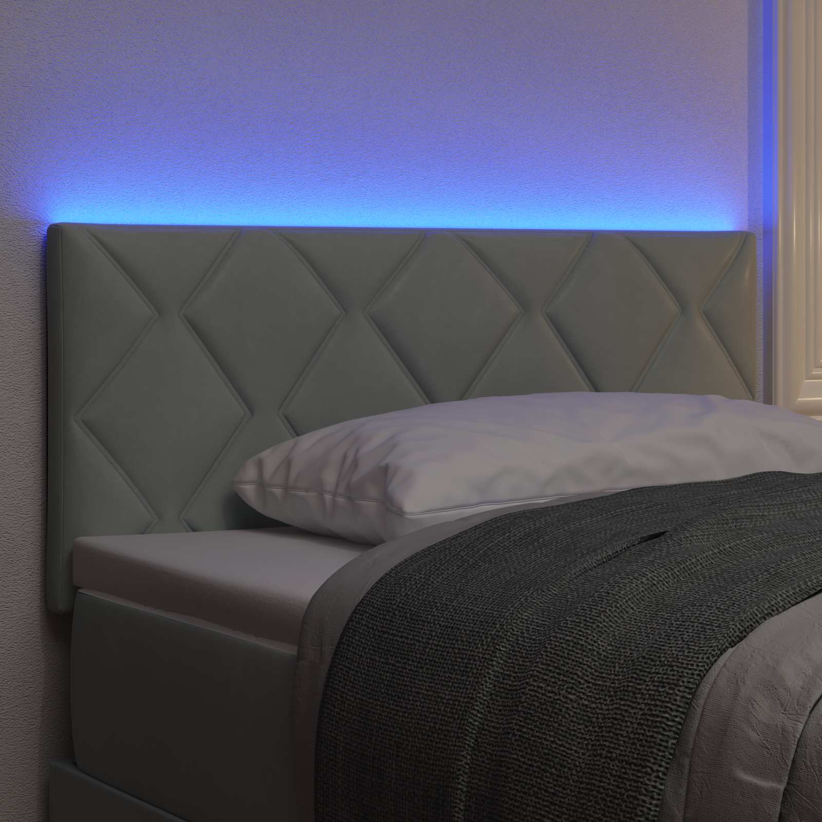 LED glava kreveta Svijetlo siva 90 cm Baršun