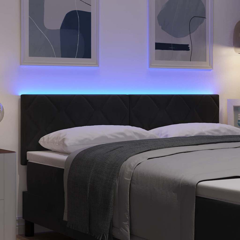 LED glava kreveta Crna 144 cm Baršun