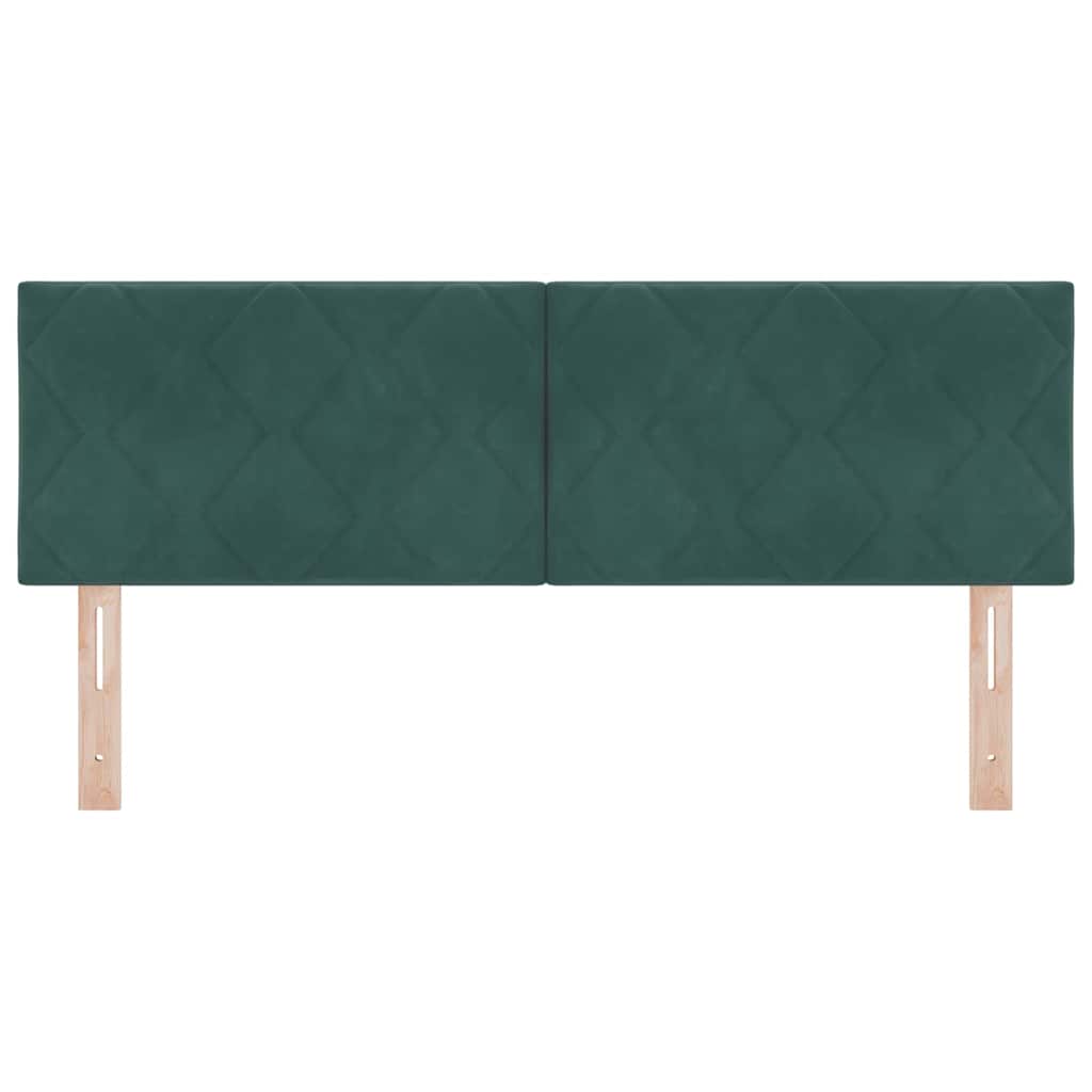 LED glava kreveta Tamnozelena 144 cm Baršun