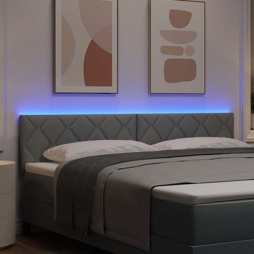 LED glava kreveta Svijetlo siva 180 cm tkanina