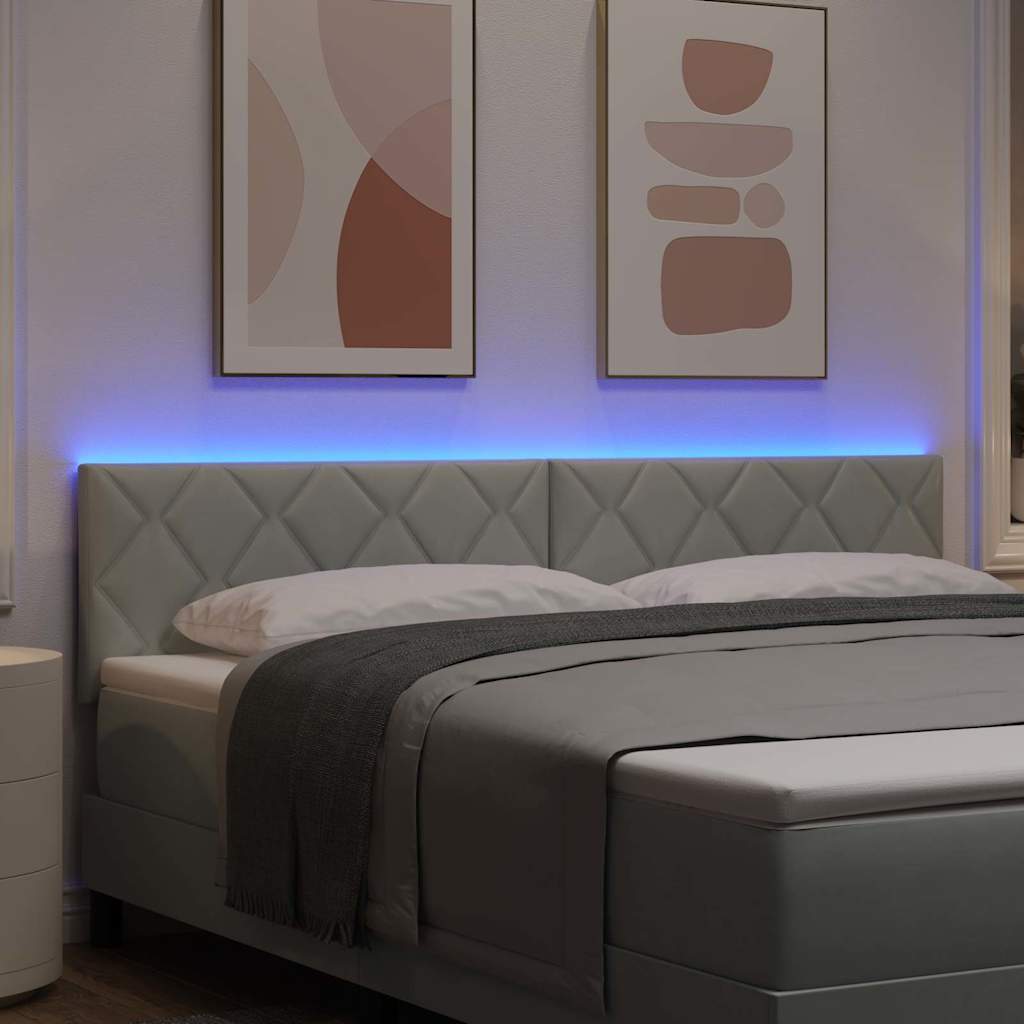 LED glava kreveta Svijetlo siva 180 cm Baršun