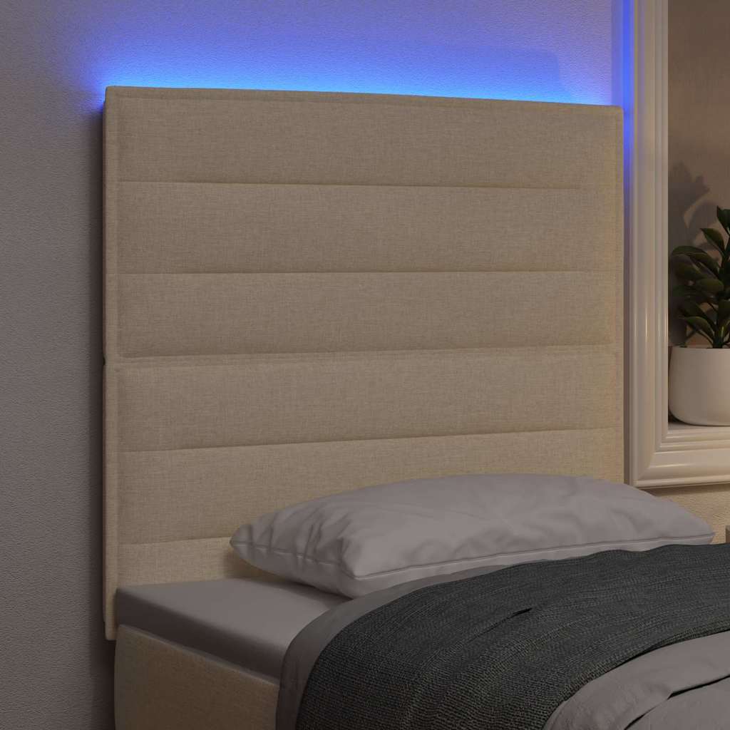 LED glava kreveta s LED trakama Krema 80 cm tkanina