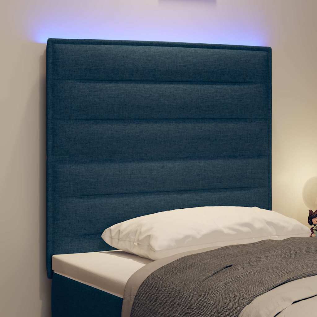 LED glava kreveta s LED trakama Plava 80 cm tkanina