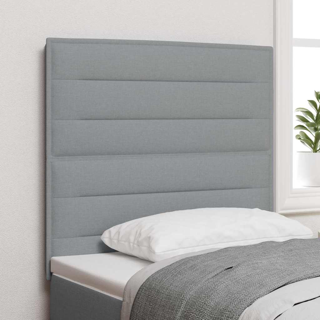 LED glava kreveta s LED trakama Svijetlo siva 90 cm tkanina