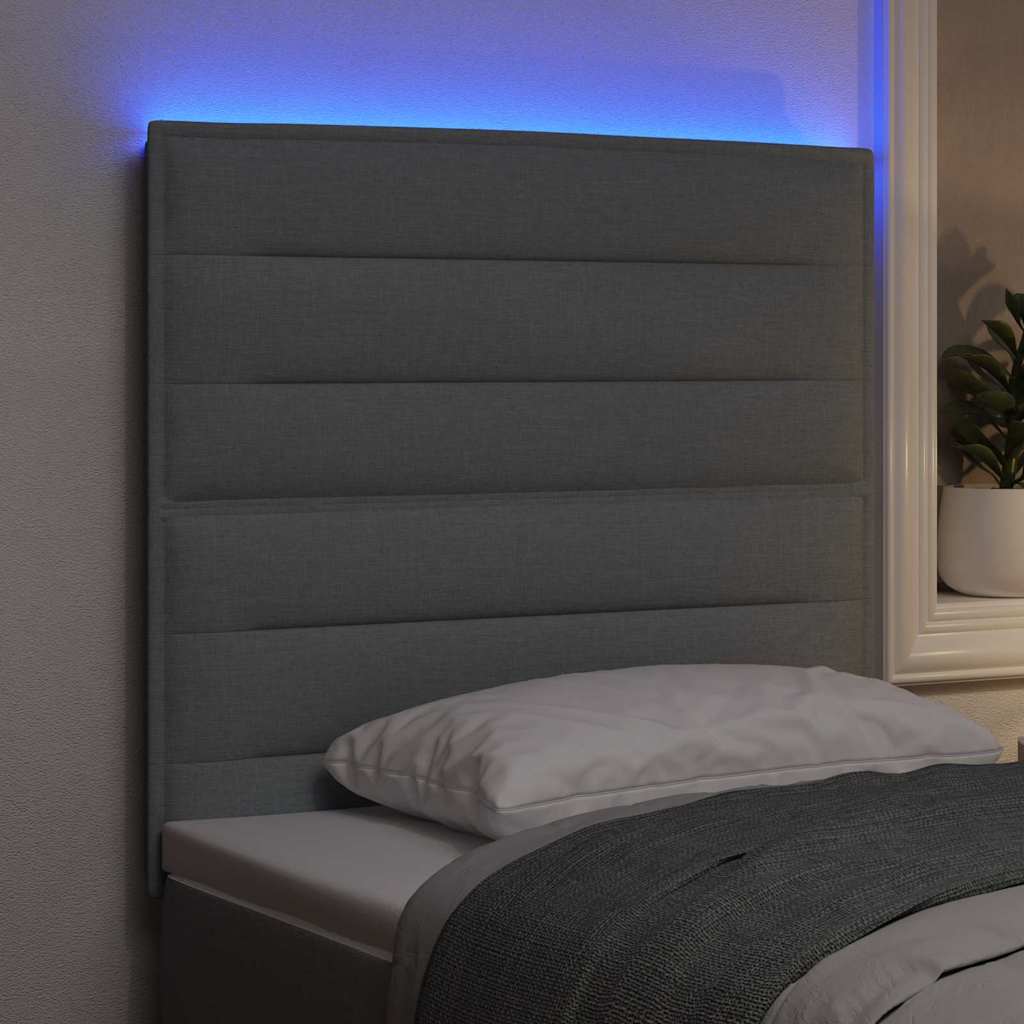 LED glava kreveta s LED trakama Svijetlo siva 100 cm tkanina
