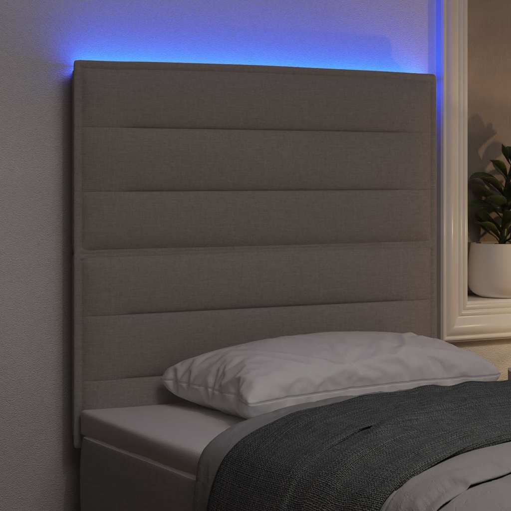 LED glava kreveta s LED trakama Sivo-smeđa 100 cm tkanina