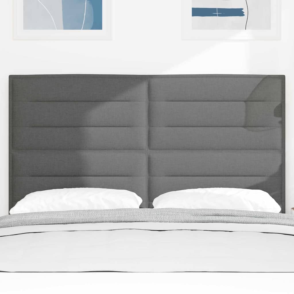 LED glava kreveta s LED trakama Tamno siva 144 cm tkanina