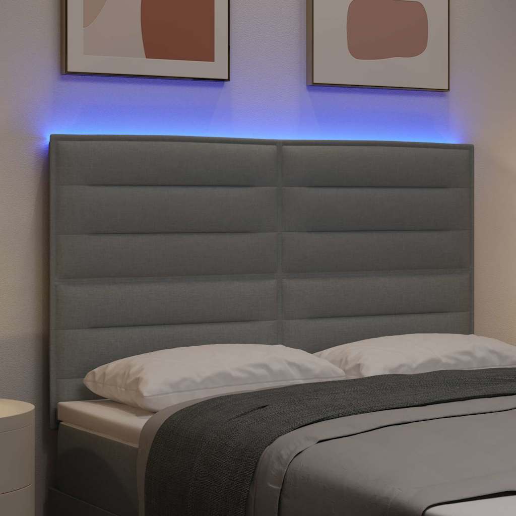 LED glava kreveta s LED trakama Svijetlo siva 160 cm tkanina