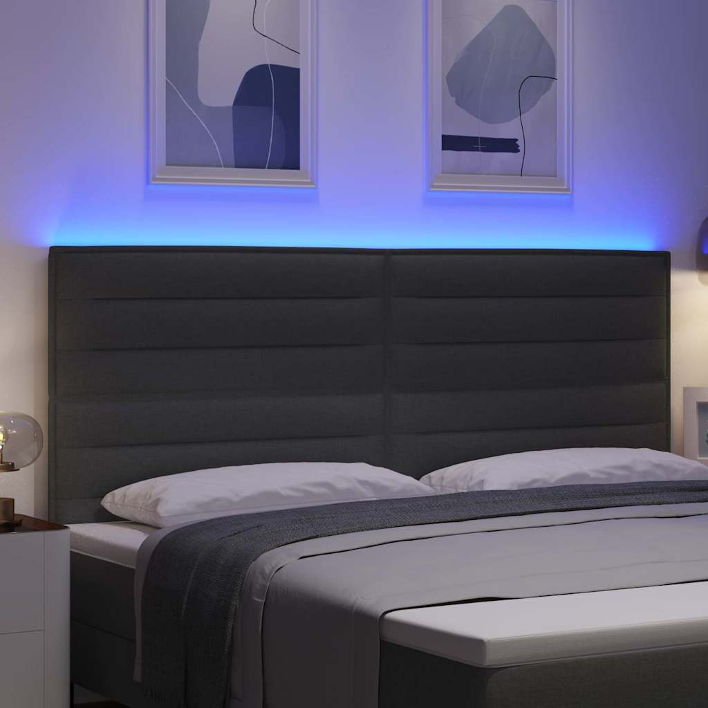 LED glava kreveta s LED trakama Tamno siva 200 cm tkanina