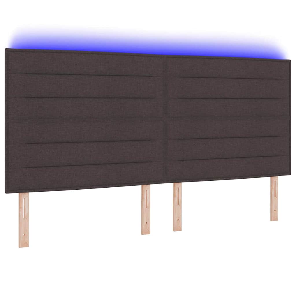 LED glava kreveta s LED trakama Tamno smeđa 200 cm tkanina