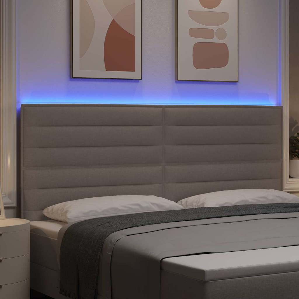 LED glava kreveta s LED trakama Sivo-smeđa 200 cm tkanina